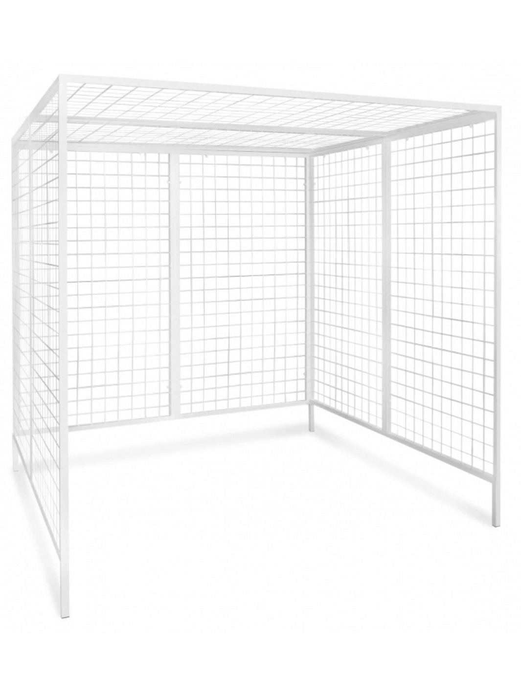 Image of the Summit Sensory Gym Universal Exercise Unit, showcasing an empty white metal grid structure. The simple, sturdy frame features grid panels on all sides, including the top, providing a versatile setup for therapy equipment and exercises. The minimalistic design highlights its adaptability and durability.