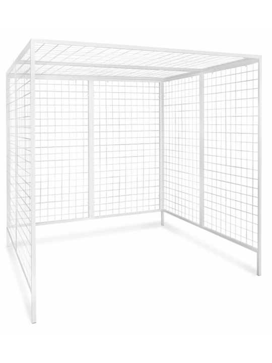 Image of the Summit Sensory Gym Universal Exercise Unit, showcasing an empty white metal grid structure. The simple, sturdy frame features grid panels on all sides, including the top, providing a versatile setup for therapy equipment and exercises. The minimalistic design highlights its adaptability and durability.